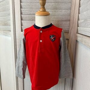 Janie and Jack Toddler Boy Shirt | Size 2T | Red & Gray | Long Sleeve |